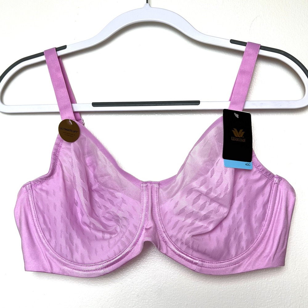 Wacoal 40C Elevated Allure Underwire Bra Lift Full Coverage Pink Purple NWT